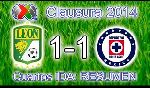 Club Leon 1-1 CDSyC Cruz Azul (Mexico Primera Division 2014)